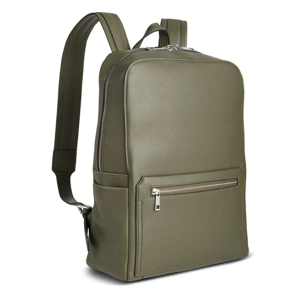 ALFANI Backpack Olive Green Faux Leather Workwear Travel Business School $99